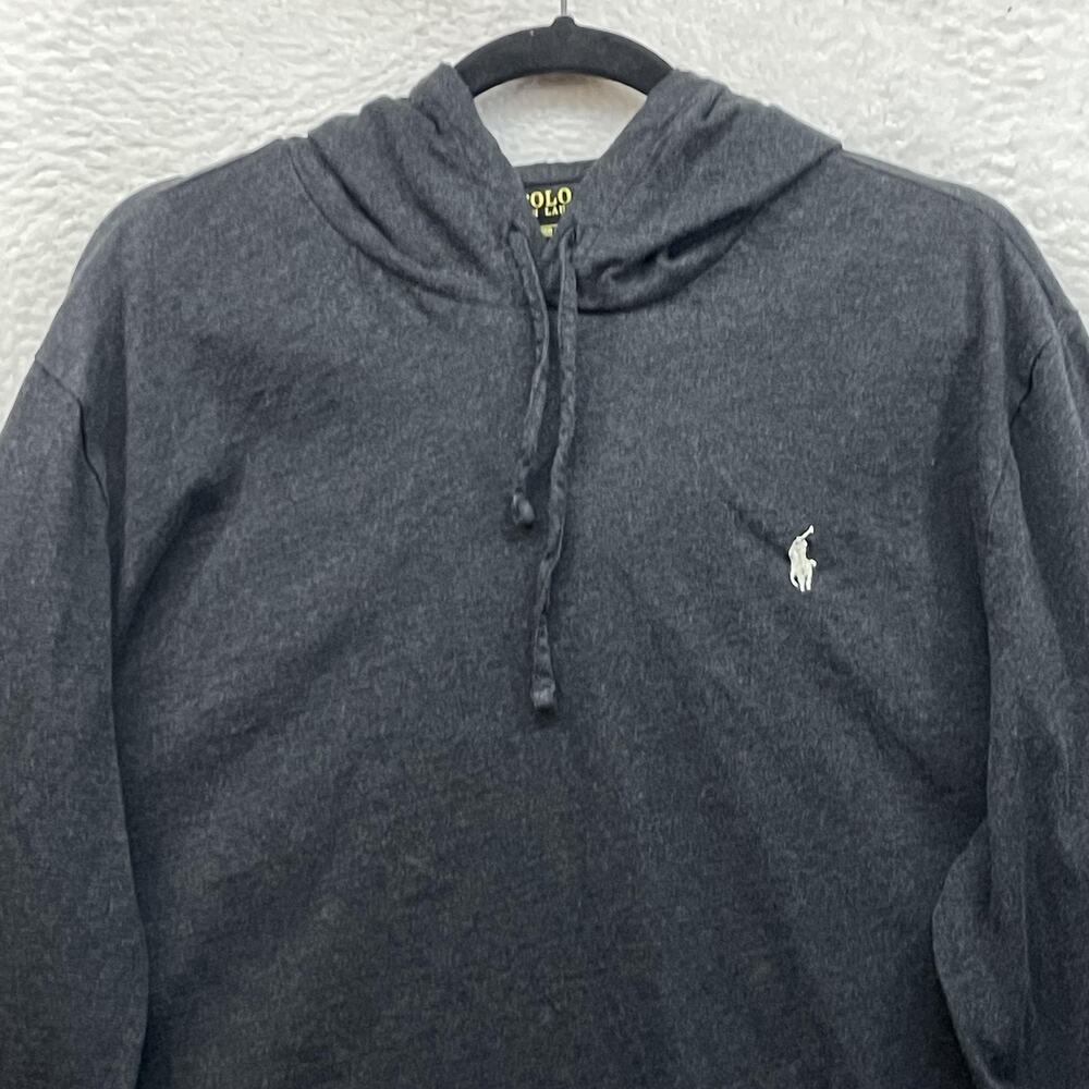 Polo Ralph Lauren Hoodie Mens 2XL Gray Jersey Lightweight Pullover Pony Logo - Picture 4 of 11